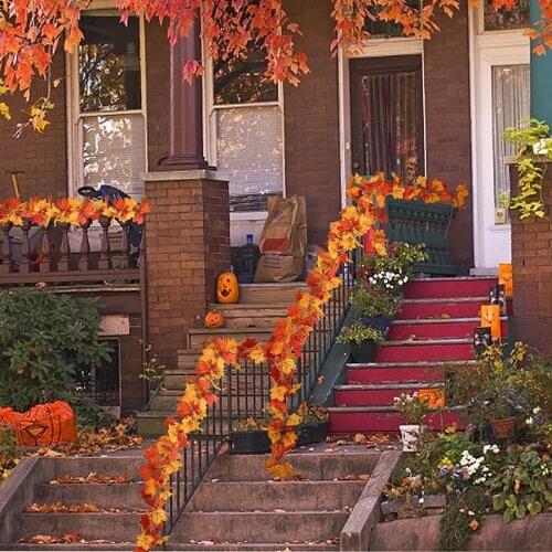 175CM Simulation Of Maple Leaf Rattan Halloween Christmas Decoration Rattan balcony fireplace doorframe stairs decoration
