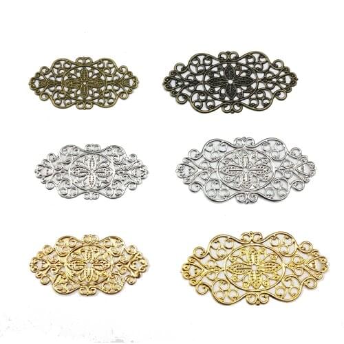 20pcs Craft Hollow Pendant Jewelry Accessories Gold Charm Filigree Jewelry Making Plated Vintage for Hair Comb