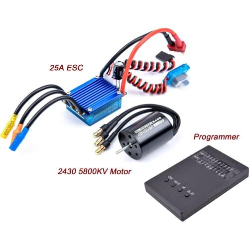 2430 5800KV / 7200KV & 2435 3300KV / 4500KV / 4800KV Brushless Motor & 25A Brushless ESC & Programmer for 1/18 1/16 RC Car Truck