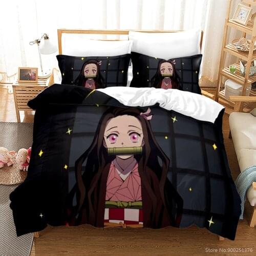 3D Printed Demon Slayer Duvet Cover / Comforter Cover & Pillowcase Set Anime Sweet Girl Printed Bedding Set Bedclothes for Kids