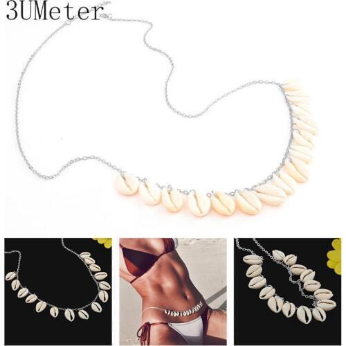 3UMeter Summer Conch Sea Shell Necklaces Belly Waist Chain Bohemian Beach Bikini Harness Body Jewelry Gift Drop Shipping