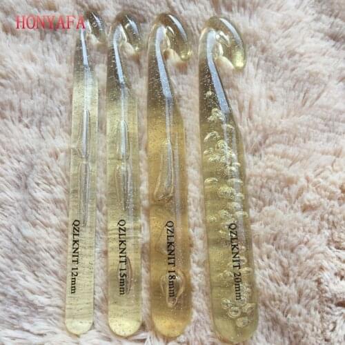 4 Size/lot Smooth ABS Plastic Transparent Craft Crochet Hook Knitting Needles Weave Diy Craft Loom Tools 12mm/15mm/18mm/20mm