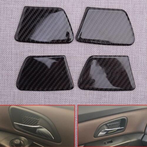 4Pcs Car Carbon Fiber Interior Door Handle Bowl Trim Cover Sticker Fit for Chevrolet Cruze 2009-2012 2013 2014 2015 Accessories