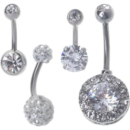 4PCS Titanium CZ Opal Belly Button Rings Set Navel Barbell Piercing Body Jewelry W0YA