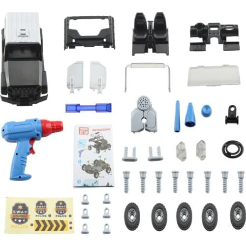45Pcs/Set 45Pcs/Set DIY Electric Drill Assembly Model Police Car Kit for Kids Children Toys Building Car With Lights And Sound