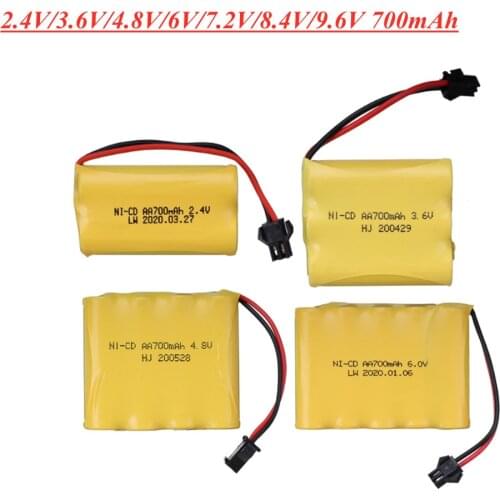 700mah 2.4V/3.6V/4.8V/6V/7.2V/8.4V Ni-CD AA Rechargeable Battery Pack For Remote Control Toys Electric Car Boat Parts SM-2P Plug