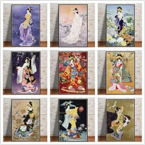 Diy Diamond Painting Japanese Geisha Women Art Poster All Square/Round Diamond Embroidery Rhinestone Mosaic Home Decoration
