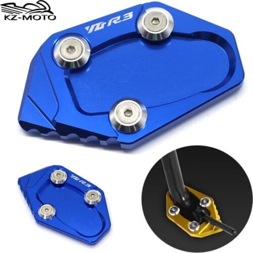 For YAMAHA YZF-R3 YZFR3 yzf-r3 2014 -2020 LOGO Motorcycle CNC Aluminum Kickstand Plate Foot Side Stand Enlarge Extension Pad