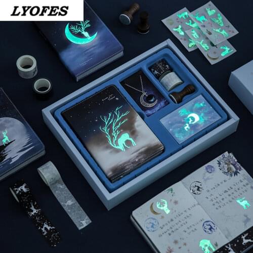 Notebooks Journals Notepad Sketchbook Diary Picture Book Deer Illustration 128 Pages School Office Supplies Gift Box Luminous