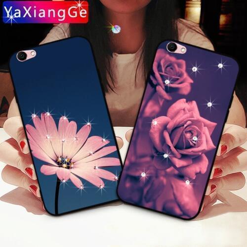 Flower Rose Diamond Cases For Vivo V5 Y67 Y51 Y53 Y55 V3 Max Soft TPU Rhinestone back Cover For Vivo V5 Lite Y66 Y69 Y71 V7 Y75