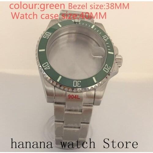 Suitable for NH35 / NH36 Mingzhu2813 Miyota stainless steel self-winding 40mm case, sapphire glass bright green rotating bezel