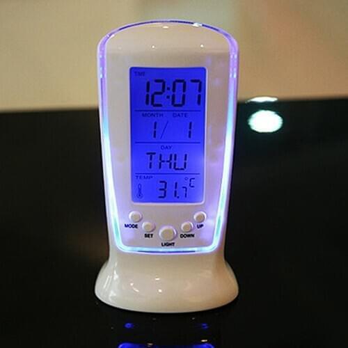 Digital LCD Alarm clock calendar thermometer Backlight Multi-function Display Clock Blue LED Backlight Alarm Clocks reloj desper