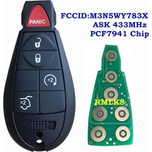 For Chrysler For Dodge For Ram 2008 2009 2010 2011 2012 Charger Magnum Challenger 5 Button Keyless Entry Remote Car Key 433MHz