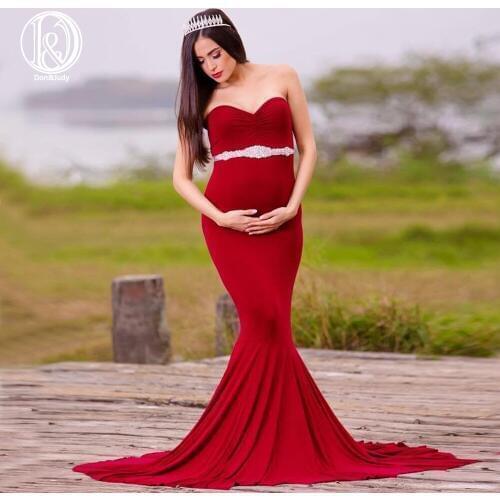 Don&Judy Cotton Maternity with Belt Dress Maxi Long Maternity Gown Dresses Cloth for Pregnant Women Maternity Photography Props