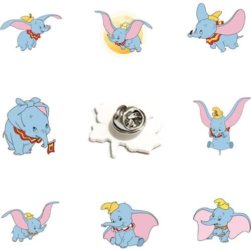 Disney Blue Lively Dumbo Lapel Pin Creative Design Enamel Pin Resin Acrylic Fan Gift Cartoon Comic Pin Ornament Gift