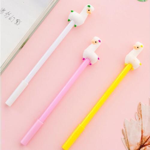 3pcs/lot Lovely Alpaca Cartoon Animal gel pen Writing 0.5mm black signature pen School students office supplies