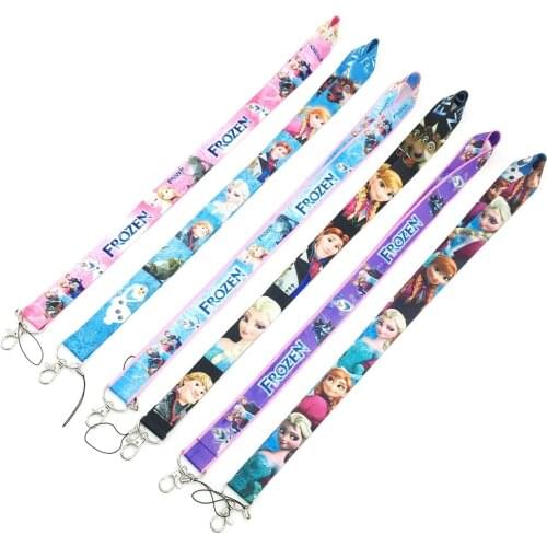 Frozen Aisha Anna Mobile Phone Straps Princess Disney Prince Camera ID Card Holders Key Lanyard Kid Girls Gifts Cute Decoration