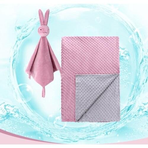 XXFE 1xCrystal Velvet Baby Blanket Swaddling Newborn Thermal Infant Bedding Swaddle Blanket Warm Blanket Cute Rabbit Doll Set