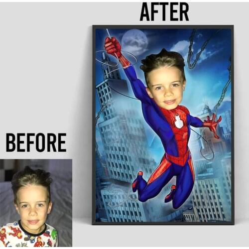 Marvel Painting on the Wall Art Avenger Poster Superhero Picture Personal Photos Custom Print on Canvas Art Kids Room Decor Gift