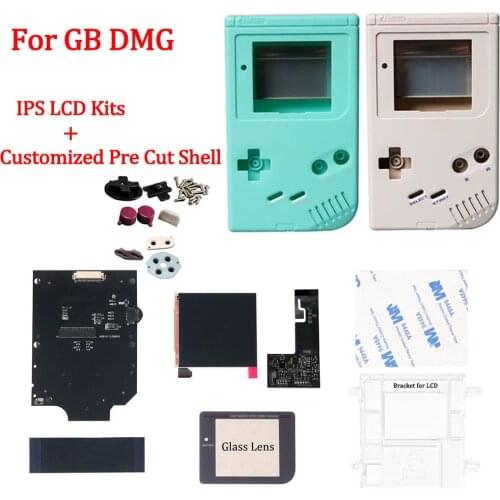 DMG IPS LCD Screen Kits with Customized Pre Cut Housing Shell for GB DMG High light 36 Retro Color Backlight, No need cutting