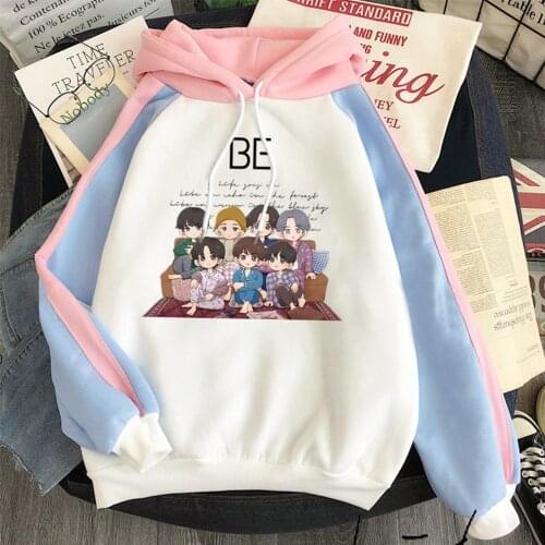 Korean Kpop Bangtan Boys Cartoon Harajuku Hoodie New Album BE Print Long Sleeve Sweatshirt Women