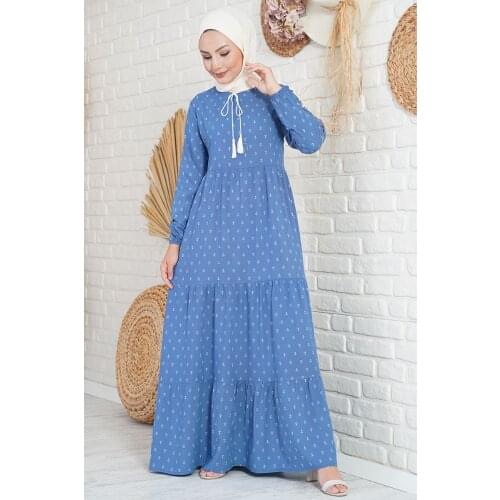 Tassel Laced Anchor Pattern Dress muslim dress women abaya kaftan modest dress abayas for women abaya turkey turkish dresses aba