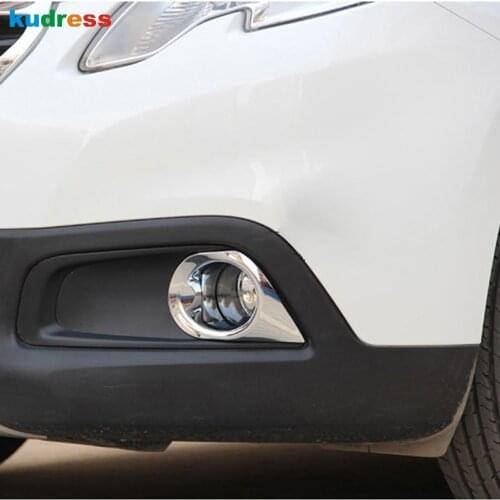 For Peugeot 2008 2014 year ABS Chrome Front Fog light Lamp Cover Trim Foglight Frame Decoration styling
