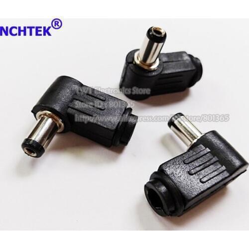 NCHTEK 90 degree Angled DC 5.5x2.1mm 5.5/2.1 Male Plug L Shaped DC Power Connectors Plastic/Free shipping/50PCS