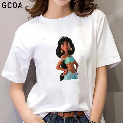 New Womens T-shirt Short-sleeve Girls T shirt Short Sleeve Princess Jasmine 3D Printing Harajuku Tshirts Tops
