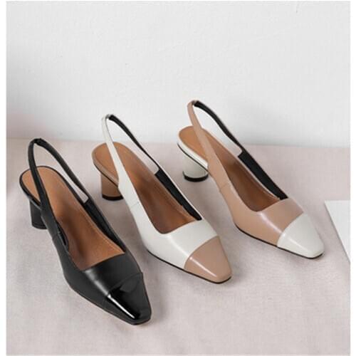 2021 New Fashion Womens Shoes Genuine Leather Sandals Luxury Brand Designer Shoes Square Toe Shoes Hot Sell Ladies Wedding Shoe