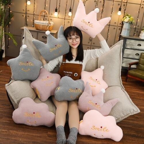 New Cloud Crown Stars Shape Plush Soft Sofa Cushion Warm Hand Pillows Plush Toy Dolls Kids Baby Children Girls Birthday Gifts