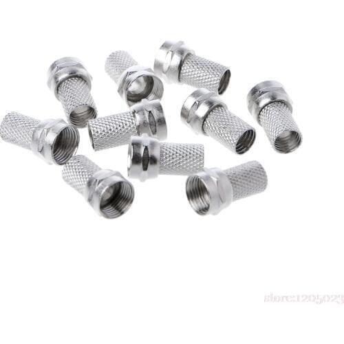 NEW 10 Pcs 75-5 F Connector Screw On Type For RG6 Satellite TV Antenna Coax Cable Twist-on