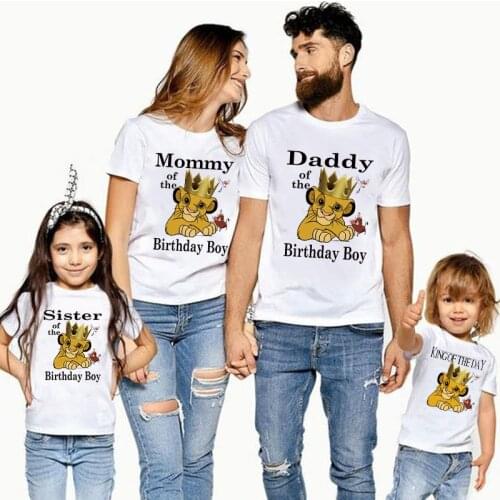 Matching Family Outfits For Birthday Boy Lion King Simba Theme Party Family Look T-shirt Kids Clothes Father Mother Daughter Son