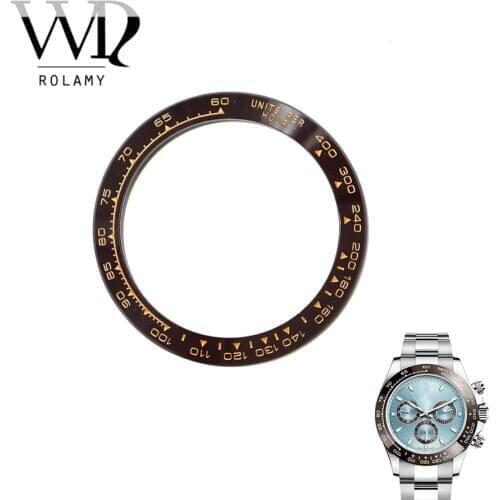 Rolamy Wholesale Replacement High Quality Pure Ceramic Brown With Gold Writings 38.6mm Watch Bezel for DAYTONA 116500 - 116520