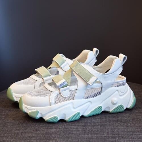 2021 New Sandals Womens Mesh Platform Comfortable Summer Shoes Ladies Cutout Casual Height Increasing Sneakers Slip On PW014