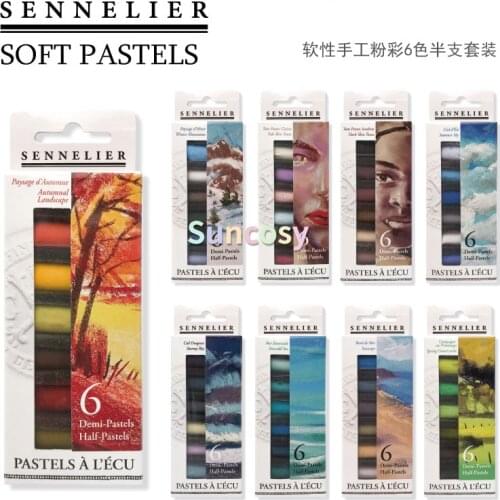 Sennelier Soft Pastel 6 Color Half-Pastels Set, Purest Colors Using Only The Best Natural Pigments Handmade,Art supplies