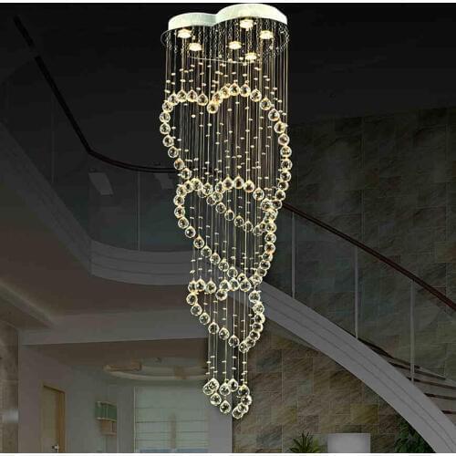 Modern Luxury LED Crystal Chandelier Lights Heart Rain Drop Chandeliers k9 Crystal ball Lamp Dia 19.7*H74.6inch