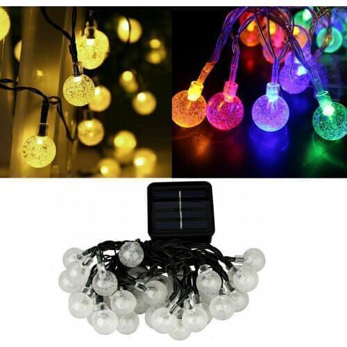 LED Crystal ball 5m 7m Solar Lamp Power LED String Fairy Lights Solar Garlands Garden Christmas Decor For Outdoor Waterproof
