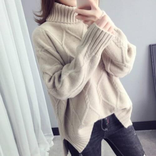 Warm Turtleneck Women Oversize Sweater Winter Thick Loose Pullover Korean Sweater Long Sleeve Vintage Sweaters for Women 2020