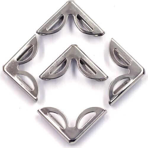 Corner Protector For Photo Book Scrapbooking Albums Menus Folders Triangle Silver Tone Flower Lace Hollow Bag DIY Ornament 16mm