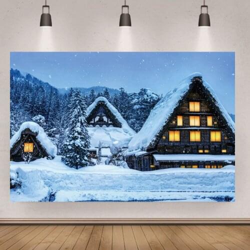 Winter White Snow House Backdrop Christmas Decoration Children Party Photography Shooting Vinyl Background Poster Props