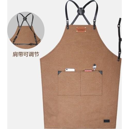 Womens fashion cotton thick canvas apron custom printed logo