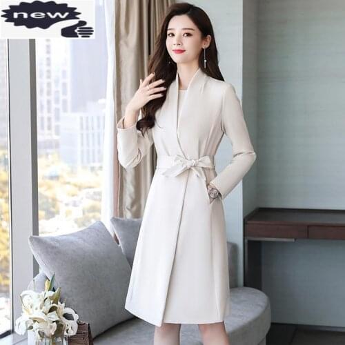 Fashion Elegant Office Long Sleeve Belt Women Blazer Jackets Sleeveless A Line Dress Two Piece Set Autumn Female Suit Red