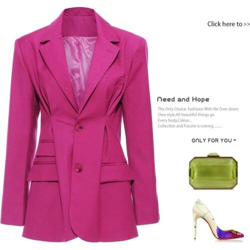 Spring and Autumn 2020 New Commuter Suit Fashion Simple Long Sleeves Slimming Waist Pleated Casual Womens Coat