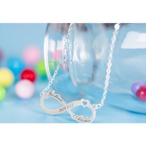 Custom Name Necklace Infinity Love Personalized Heart Necklaces Pendants Hollow 925 Sterling Silver Jewelry Collier Femme CJ-004