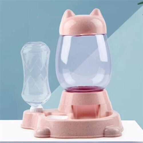 2.2L Drinking Water Bottle 528ML Slow Food Container Cat Ear Water Feeding Tool Creative Pet Drinking Automatic Water Feeder U3