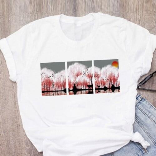 T-shirts Top for Women beautiful scenery Cartoon 90s Casual Print Lady Womens Graphic T Shirt Ladies Female Tee T-Shirt Clothes