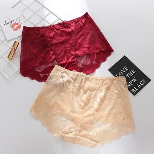 4pcs/lot Ladies Underwear Woman Sexy Lace Panties Plus Size Panty Transparent Cotton Briefs Intimates underpants for women