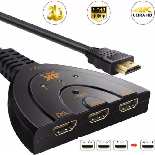 4K*2K 3D mini 3-port HDMI compatible switch 1.4b 4K switcher splitter 1080P 3 input 1 output port hub for DVD HDTV Xbox PS3 PS4