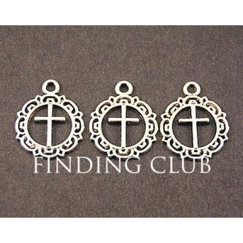 50 pcs Zinc Alloy Silver Color Cross Charm Diy Jewelry Findings Accessories wholesale 16x20mm A815